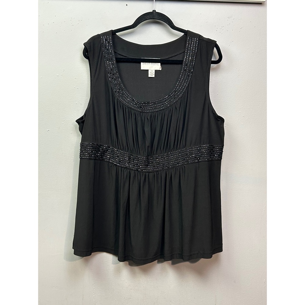 David's Bridal Black‎ Beaded Sleeveless Tank Top Womens Plus Size 20WBlouse